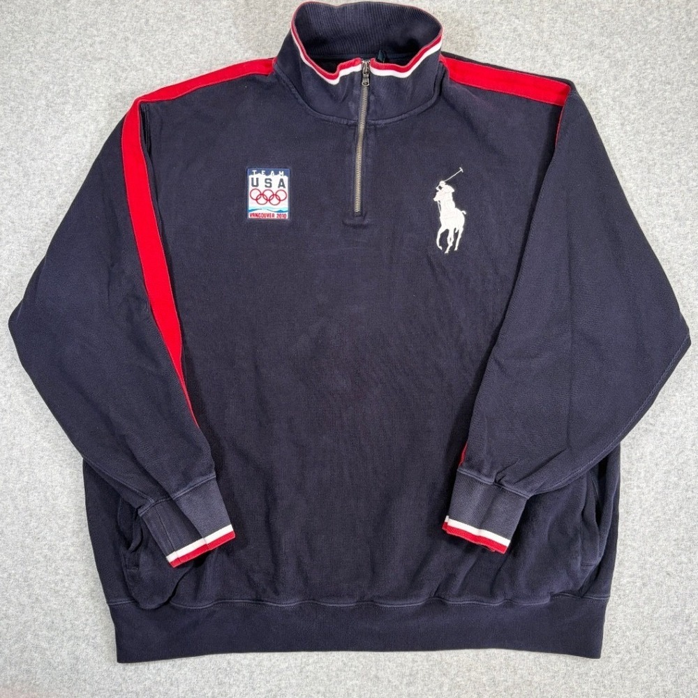 Polo Ralph Lauren Team USA 2010 Olympics 4XLT Quarter Zip Sweatshirt Navy